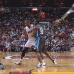 LeBron throws ball at Chris Bosh