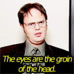 dwight eyes are groin of head