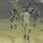 cheerleader gets hit in the head with basketball
