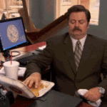 Ron Swanson Trying to Eat Burger