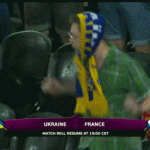 Ukraine Fan Dancing in Rain Euro 2012