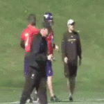 brett favre hit in groin