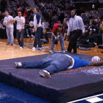 dunk fail off trampolene