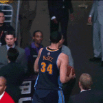 javalle mcgee throws ball into crowd