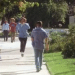 Anchorman Ron Burgandy Running Pushes Man