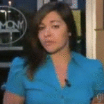 Cat jumps on reporters shoulders
