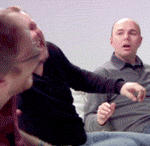 Ricky Gervais and Stephen Merchant Laughing at Karl Pilkington