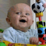 baby laughing to shock