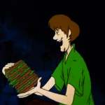shaggy eating sandwich