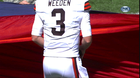 Brandon Weeden Caught Under USA Flag Cleveland Browns QB Brandon Weeden Caught Under Flag