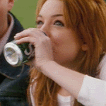 Lindsay Lohan Spits Out Drink