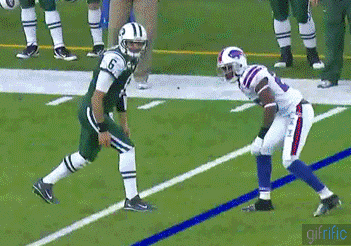 New York Jets quarterback Mark Sanchez goes out to the wide receiver ...