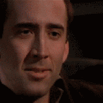 Nicolas Cage Trying to hold in laughter