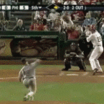 phillies-foul little girl throws ball away