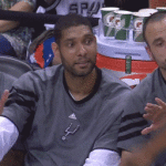 Tim Duncan Kicks James Anderson in Butt Bench