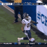 Arian Foster Celebrates on Chuck Pagano Sign