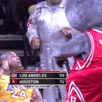 Houston Rockets Mascot Throws Cake at Lakers Fan Face