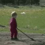 Baby Shovels Dirt onto Face