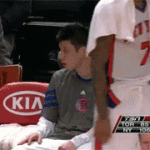 Jeremy Lin Laughing on Bench