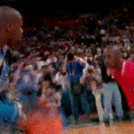 Shaquille ONeal and Michael Jordan Play One on One at All Star Game Shootaround