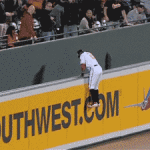 Adam Jones Glove Gets Stuck in Fence