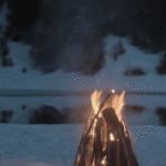 Fire Burning in Snow