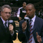 Tim Duncan Bounces Ball Off of Shawn Elliots Head During Broadcast