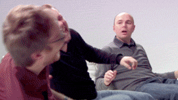 Ricky-Gervais-and-Stephen-Merchant-Laughing-at-Karl-Pilkington.gif
