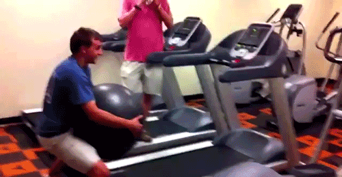 Jump Onto Treadmill With Exercise Ball Fail | Gifrific
