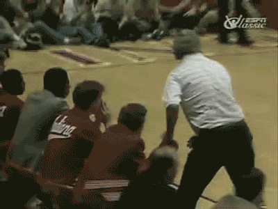 Bobby Knight Throws Chair Onto Basketball Court | Gifrific